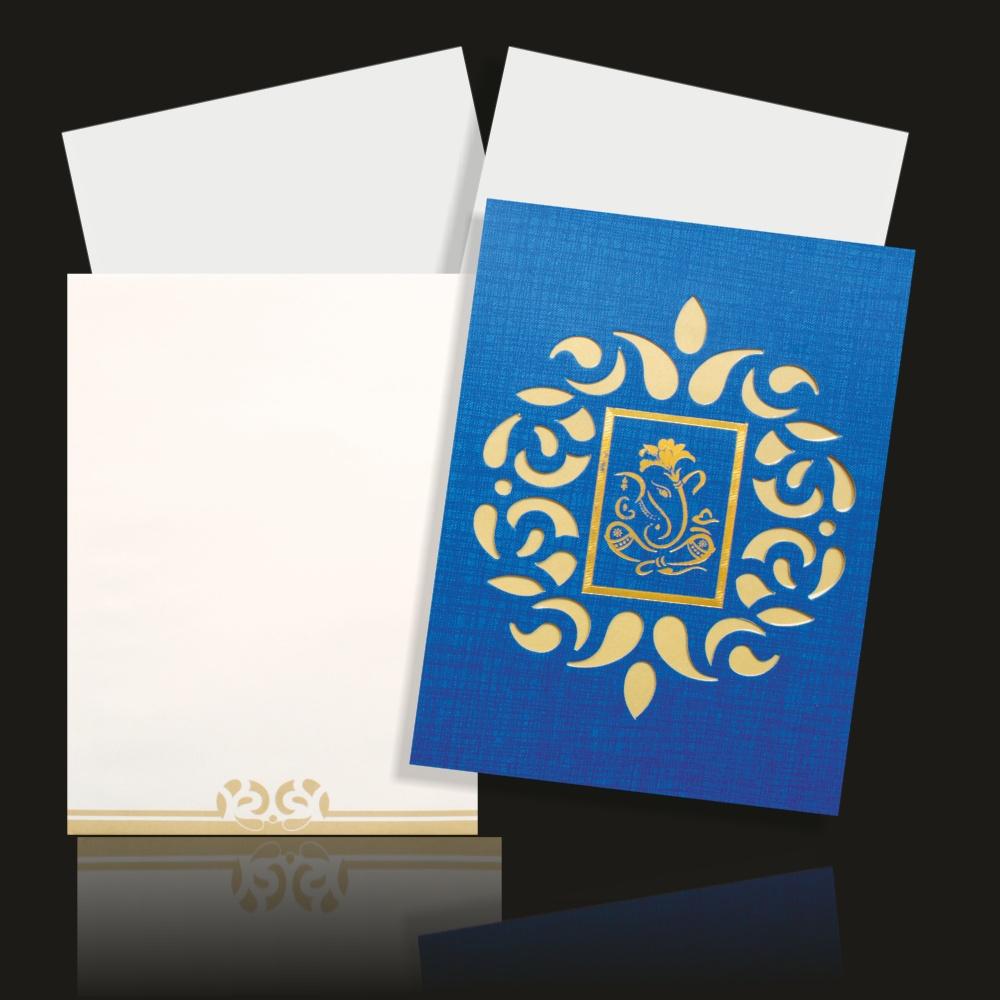 Attractive Laser Cut With Ganesha Theme Wedding Card-KNCPC421-1
